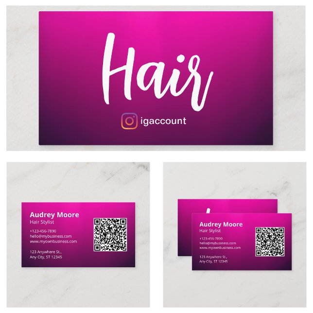 Professionella QR-kodmallar för frisörer Visitkort (Professional Hair Stylist QR Code Templates Business Card
)