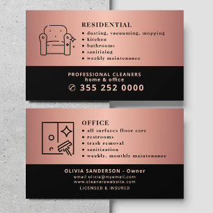 Professionella roséguld svarta städtjänster visitkort