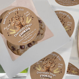 Professionella rustika chokladchipskakor bakade i  runt klistermärke