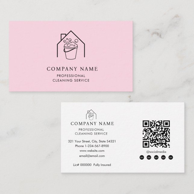 Professionella städtjänster Logo Modern Rosa Visitkort (Fram/baksida)