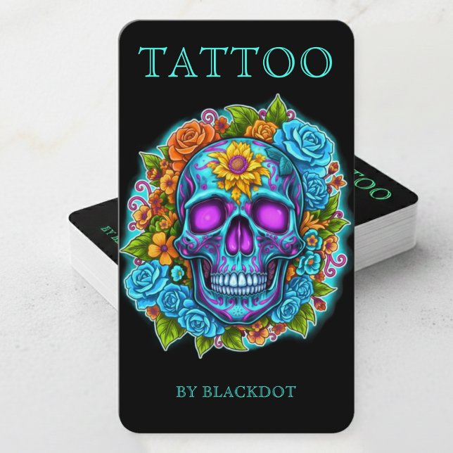 Professionella tatuerares tatueringsstudio Blommig Visitkort (Skapare uppladdad)