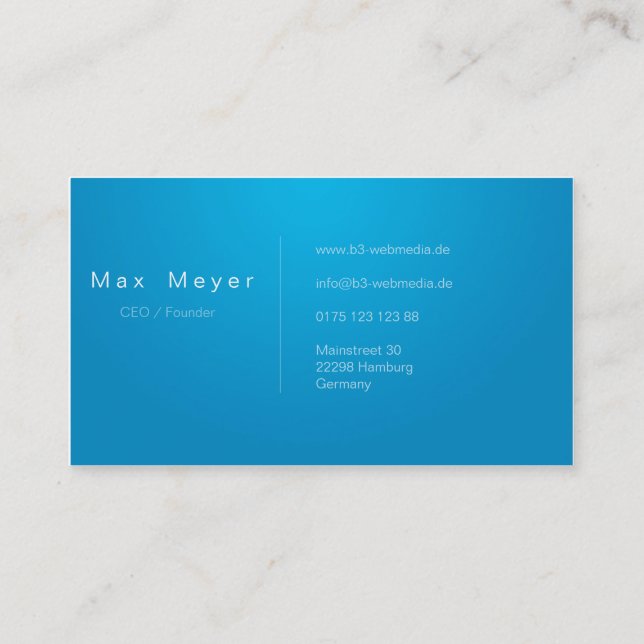 Professionelle Business Visitenkarten Blue/White Visitkort (Baksida)
