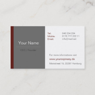 Professionelle Business Visitenkarten Braun/Rot Visitkort