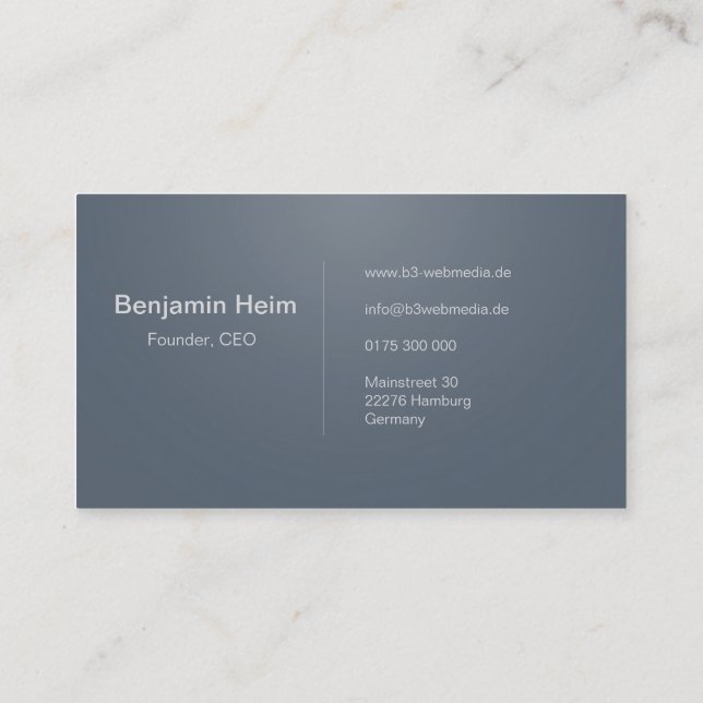 Professionelle Business Visitenkarten grey / grau Visitkort (Baksida)