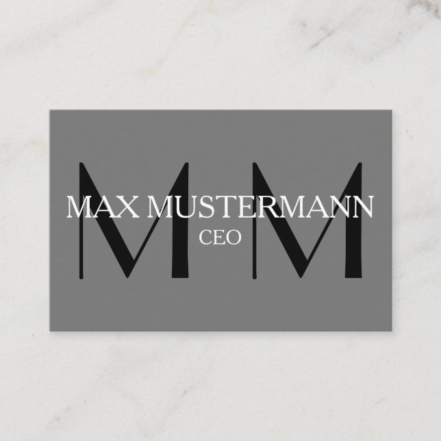 Professionelle Monogram Modern | Grau Visitkort (Framsida)