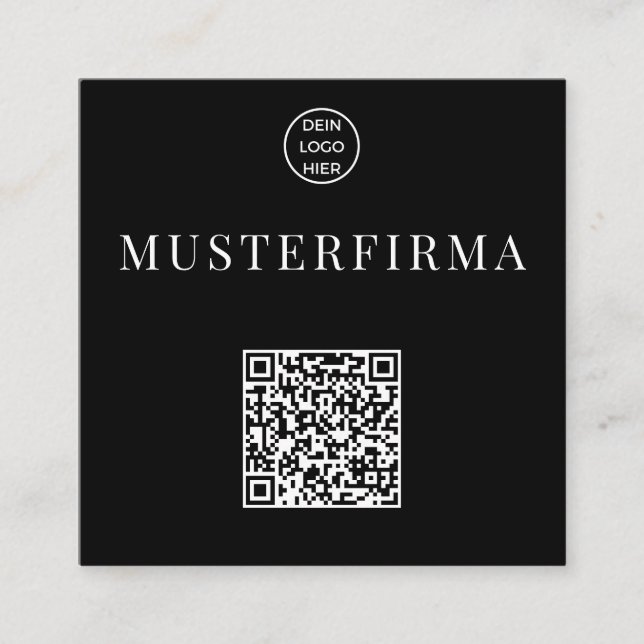Professionelle Schwarz Weiße QR Code Visitenkarte Fyrkantigt Visitkort (Framsida)