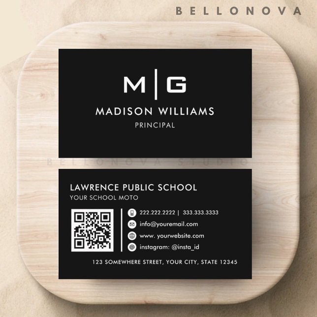 Professionellen anpassade svartvitt visitkort (Customizable Black and White Professional Business Card)