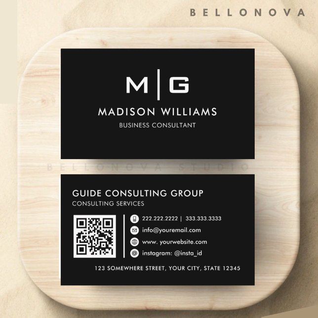 Professionellen anpassade svartvitt visitkort (Customizable Black and White Professional Business Card)