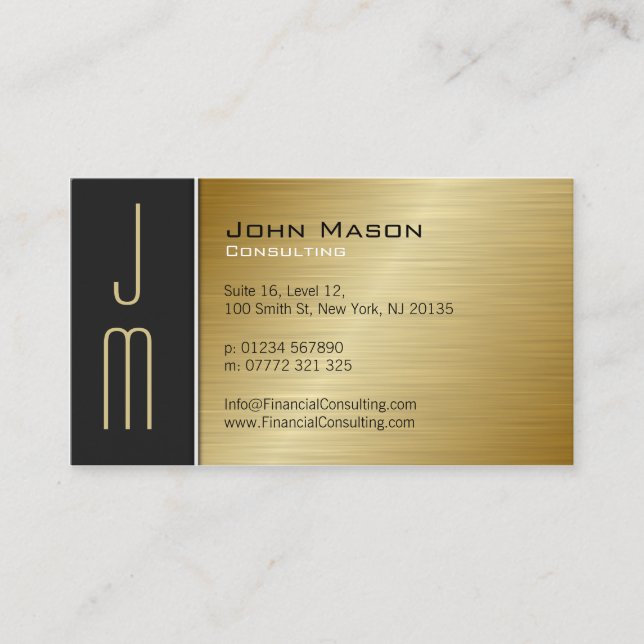 Professionellen Black Brushed Guld, Affärskort Visitkort (Framsida)