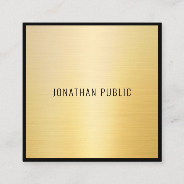 Professionellen Black Guld Modern Minimalist Elega Fyrkantigt Visitkort (Framsida)