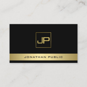 Professionellen Black Guld Modern Monogram Elegant Visitkort