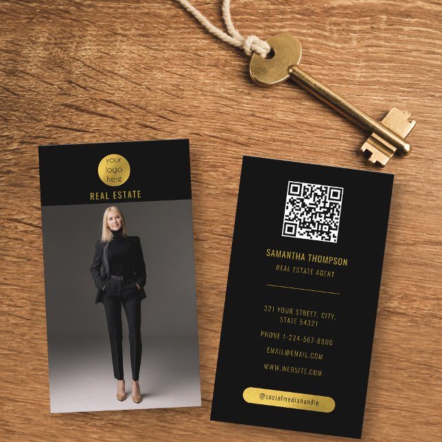 Professionellen Black & Guld Photo Real Gods Agent Visitkort (Skapare uppladdad)
