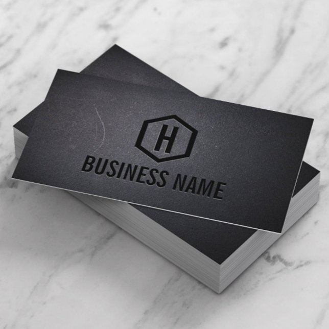 Professionellen Construction Monogram Modern Black Visitkort (Skapare uppladdad)