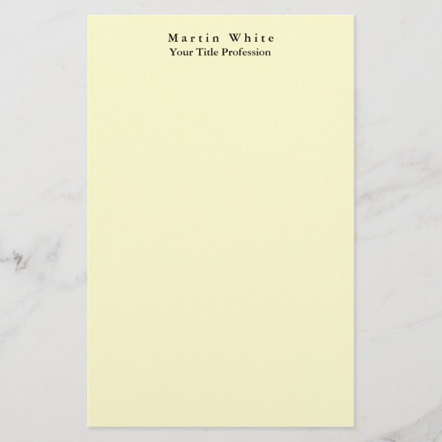 Professionellen Cream Färg Plain Elegant Modern Brevpapper (Framsida)