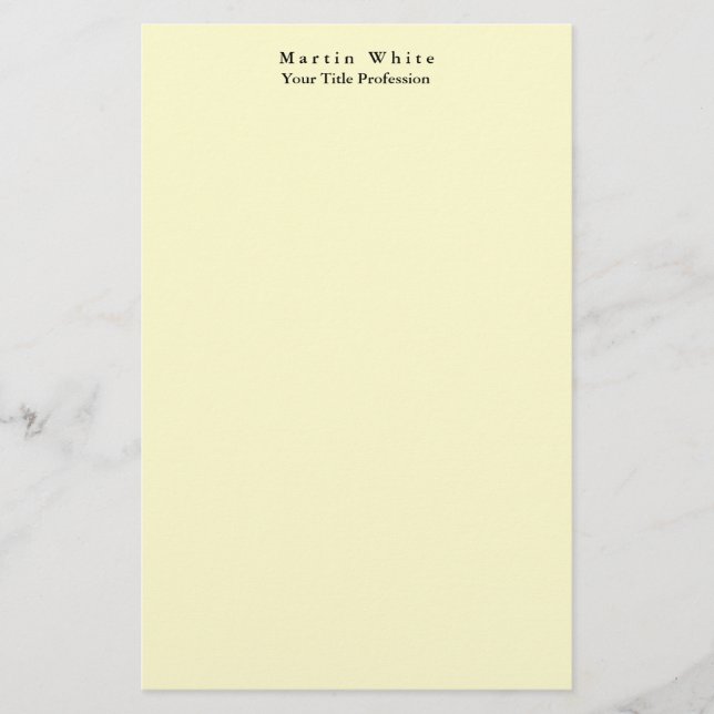 Professionellen Cream Färg Plain Elegant Modern Brevpapper (Framsida)