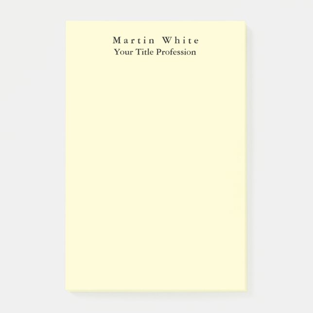 Professionellen Cream Färg Plain Elegant Modern Post-it Block (Framsida)