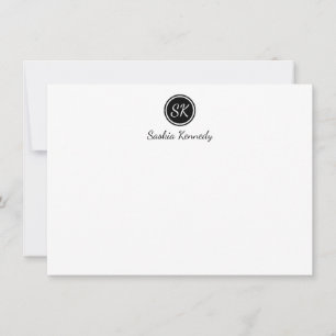 Professionellen elegant Black White Script Monogra Anteckningskort