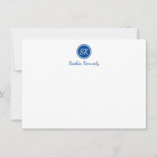 Professionellen elegant Cobalt Blue Script Monogra Anteckningskort