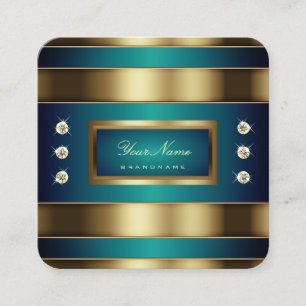 Professionellen elegant Golden och Blue Teal Gradi Fyrkantigt Visitkort