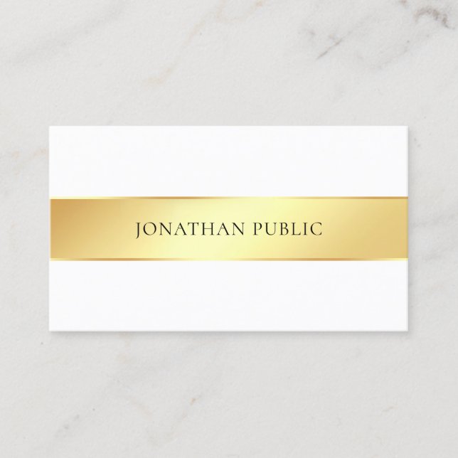 Professionellen elegant Guld White Modern Template Visitkort (Framsida)
