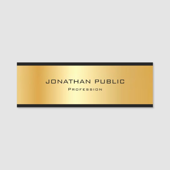 Professionellen Elegant Metallisk Guld-sökmall Namnbricka (Framsida)