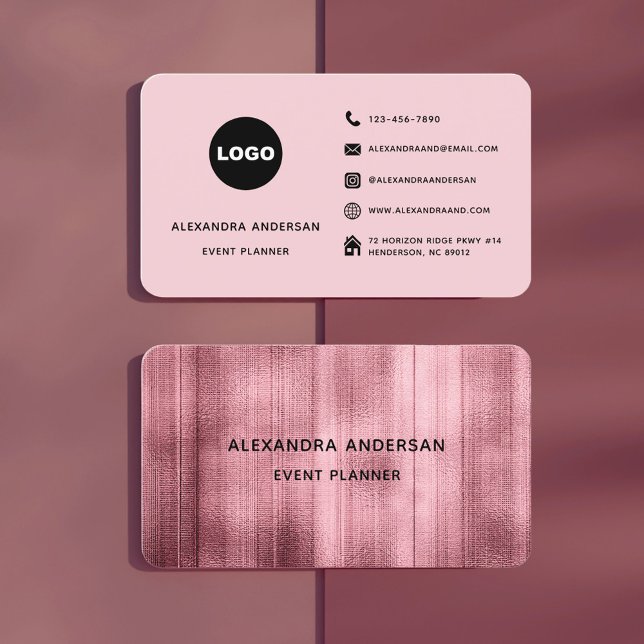 Professionellen elegant Ro Guld Brushed Metall Visitkort (Elegant Rose Gold Brushed Metal Professional Business Card)