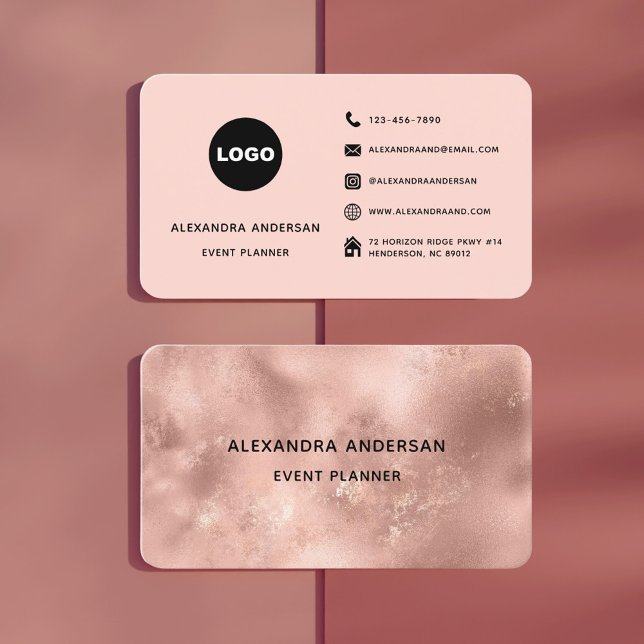 Professionellen elegant vid Guld vid Metall Visitkort (Elegant Rose Gold Metal Professional Business Card)