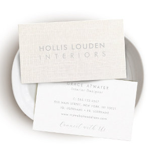 Professionellen elegant Vit Linen-utseende Visitkort