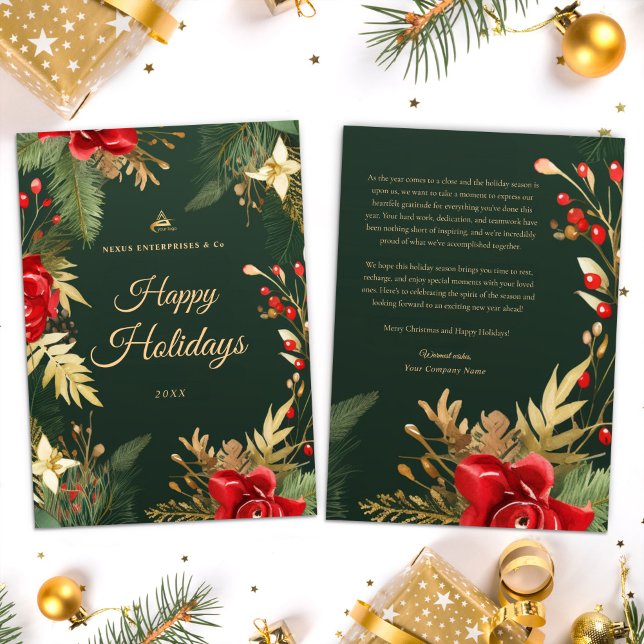 Professionellen Festive Elegant Business Julkort (Festive Elegant Business Professional Christmas Holiday Card)