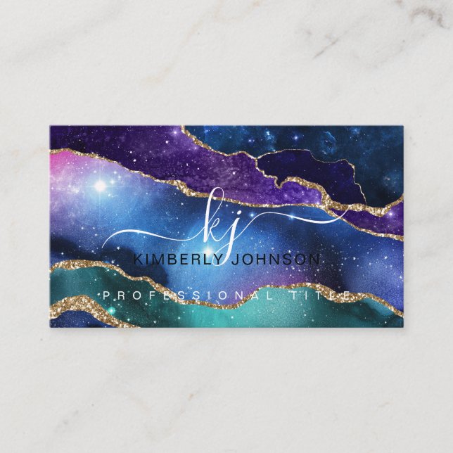 Professionellen för agate i Färg Faux Guld Glitter Visitkort (Framsida)