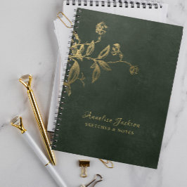 professionellen för eleganten mörk grönt och guld anteckningsbok