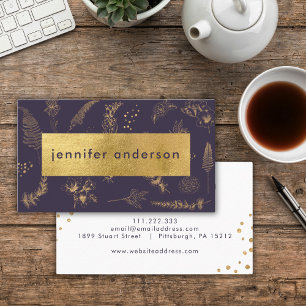 Professionellen för Lila av Luxury Faux Guld Blomm Visitkort