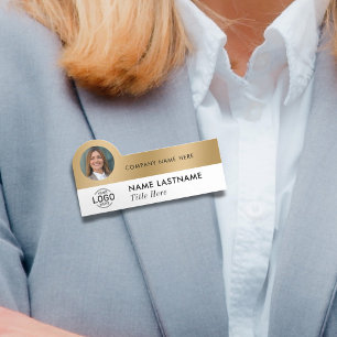 Professionellen Foto ID Logotyp Modern Faux Guld Namnbricka
