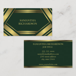 Professionellen Geometric Emerald and Guld Rand Visitkort