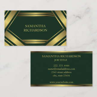 Professionellen Geometric Emerald and Guld Rand Visitkort
