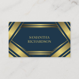 Professionellen Geometric Navy Blue and Guld Rand Visitkort