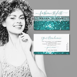 Professionellen Glamous White Teal Gnistra Glitter Visitkort