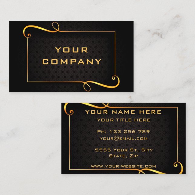 Professionellen Golden Ram Luxury Guld Text Black  Visitkort (Fram/baksida)