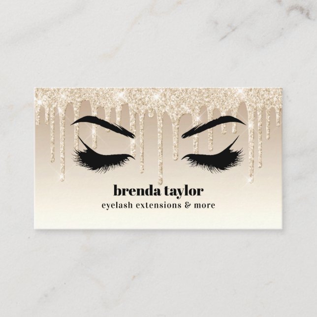 professionellen Guld Glitter Drives Eyelash Browba Visitkort (Framsida)