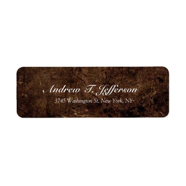 Professionellen Handskrift Brown Stone är enkel at Returadress Etikett (Framsidan)