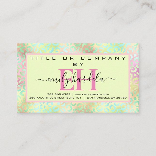 Professionellen Iridescent Leopard Visitkort (Framsida)