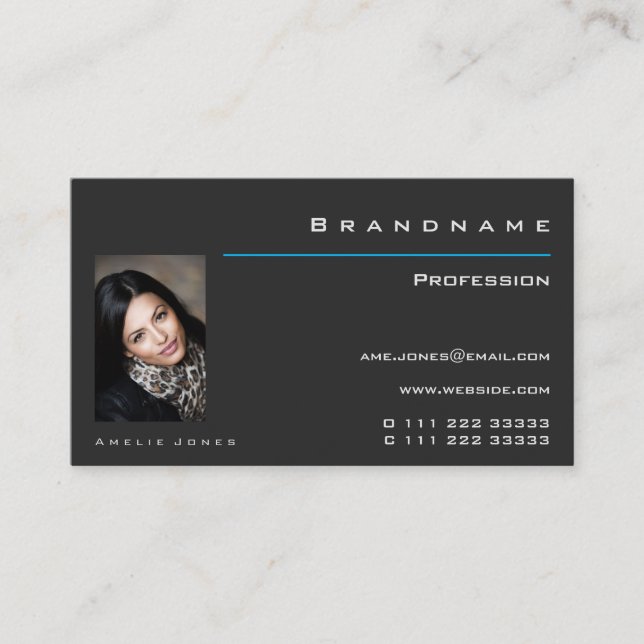 Professionellen Klassisk Mörk Grått Anpassningsbar Visitkort (Framsida)