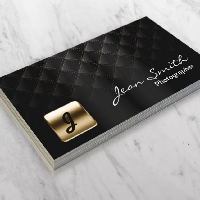 Professionellen Luxury Black & Guld Photographer Visitkort (Skapare uppladdad)