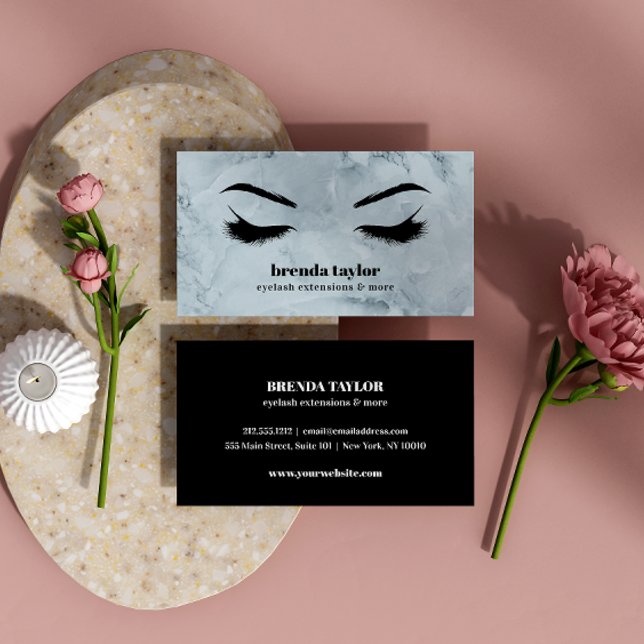 Professionellen Luxury Blue Marble Eyelash Brow pu Visitkort (Skapare uppladdad)