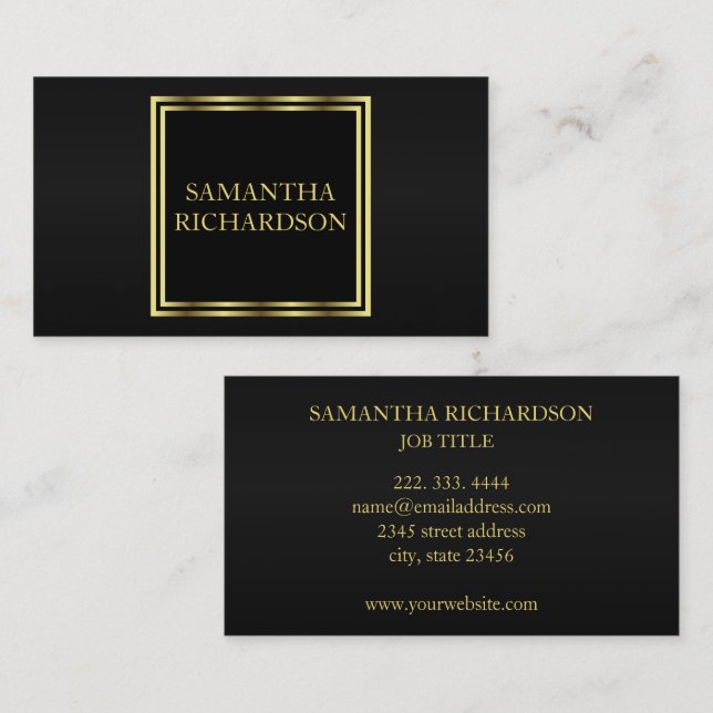 Professionellen Luxury Geometric Black och Guld Visitkort (Fram/baksida)