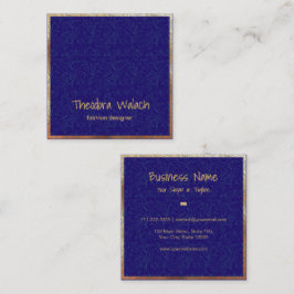 Professionellen Luxury Guld Blue Blommigt Fyrkantigt Visitkort