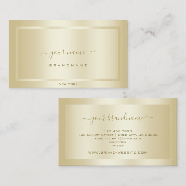 Professionellen Luxury Guld Färg och Modern Visitkort (Fram/baksida)