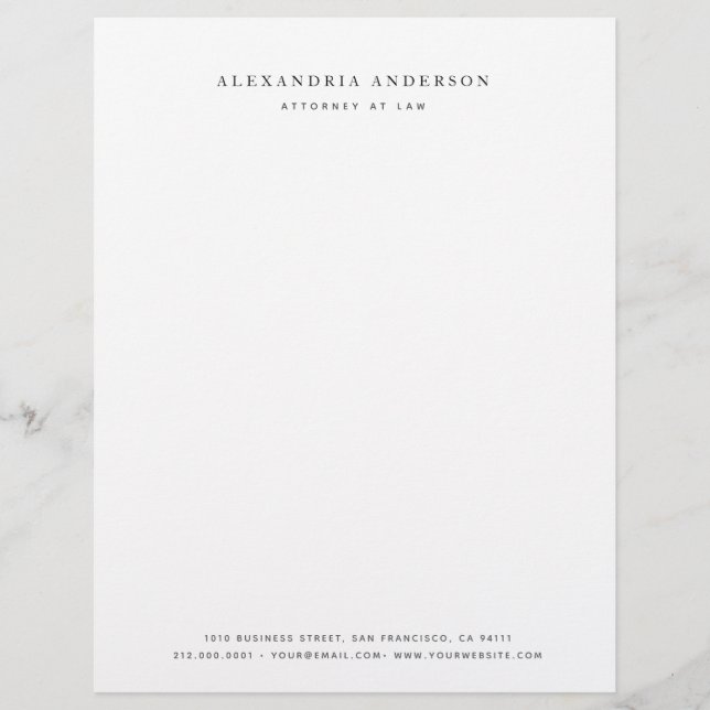 Professionellen Minimalist White Lawyer Brevhuvud (Framsida)