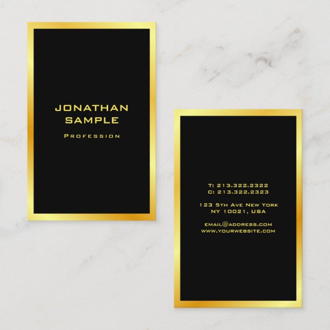 Professionellen Modern Elegant Black Guld-mall Visitkort (Fram/baksida)