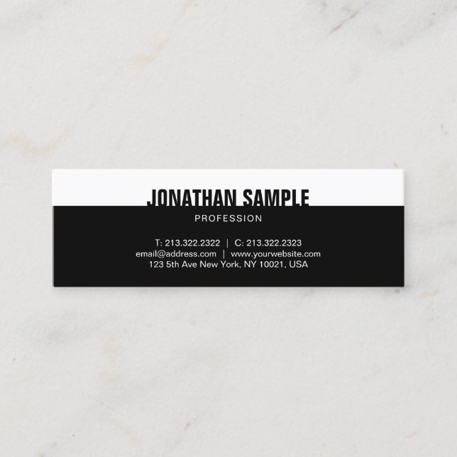 Professionellen Modern Elegant Black White-mall Mini Visitkort (Framsida)